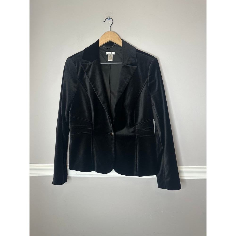 NNT Cashe' Women's Black Velvet Suit Jacket Blazer Y2K Sz 12